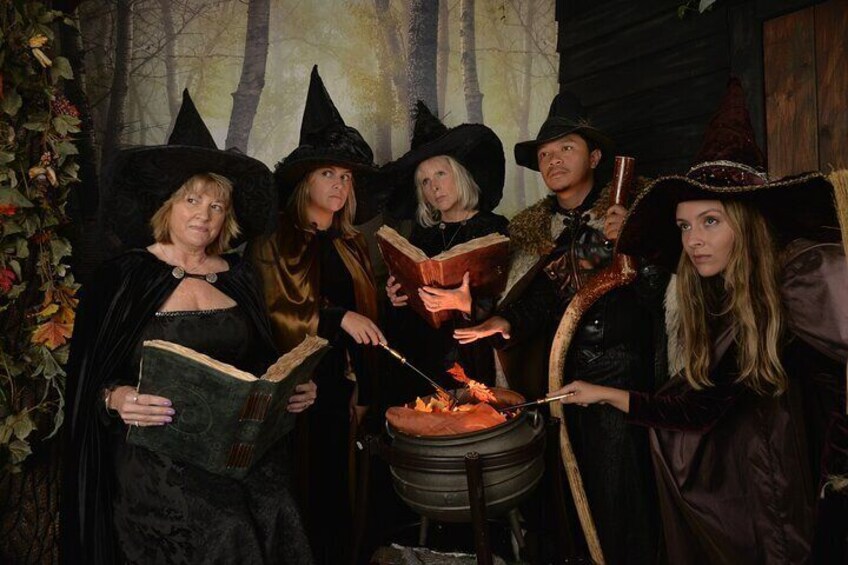 Witch Costume Photo Shoot - Olde Salem Village theatrical set