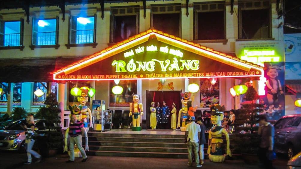 Puppet theatre in Saigon at night.