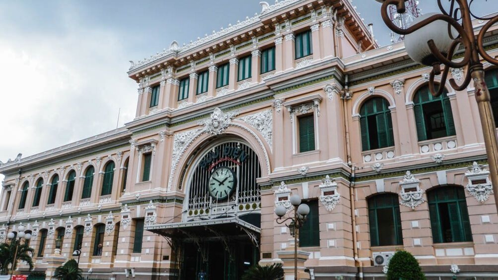 Outdoor view of post office in Ho Chi Minh during the day.