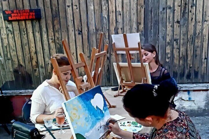 Painting Experience while Drinking Wine in Bucharest