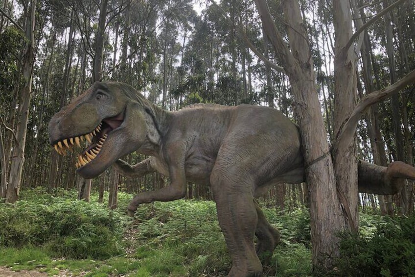 Tyrannosaurus rex in the garden of the Jurassic Museum of Asturias
