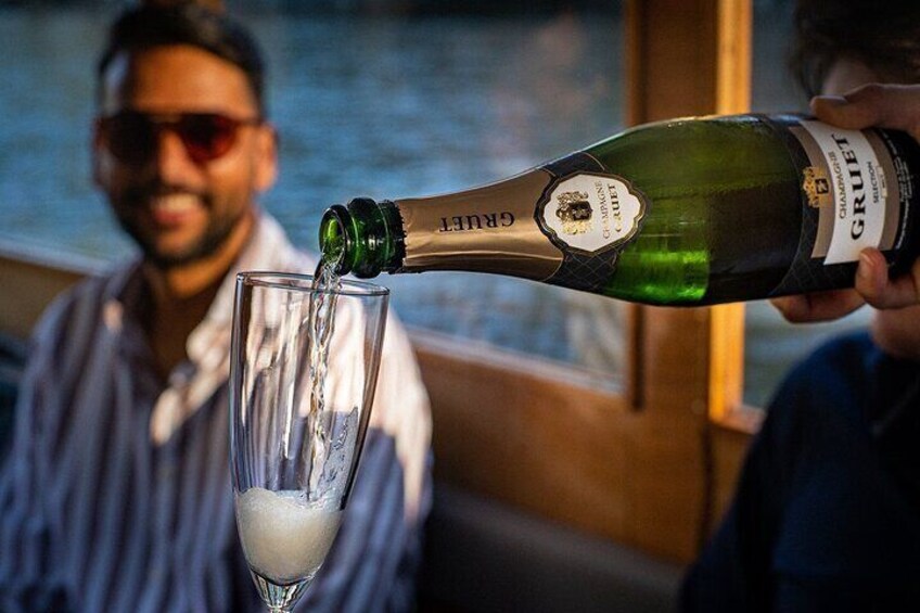 Champagne is available for an extra charge.