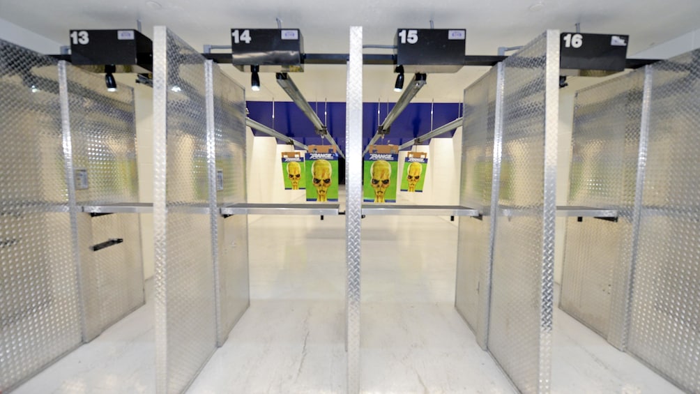 Indoor gun shooting range.