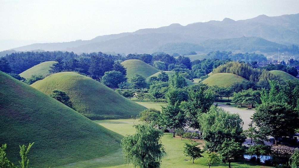 Aerial view of the hills in Gyeongju