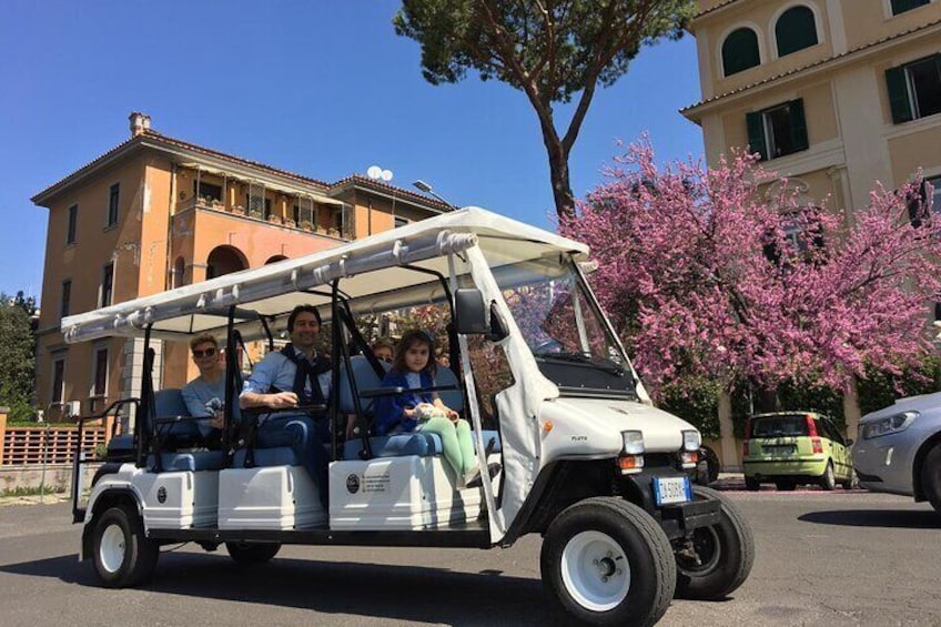 Golf cart tour on the Aventine Hill.