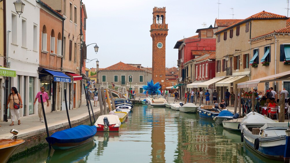Canal and clock tower in Murano