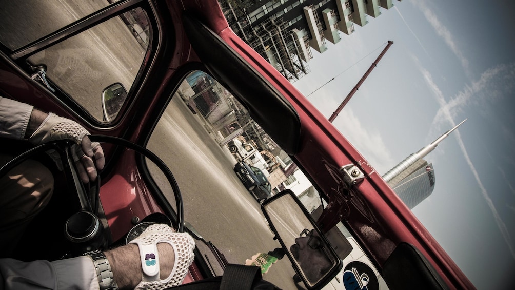 driving a Fiat vehicle with gloves on in Italy