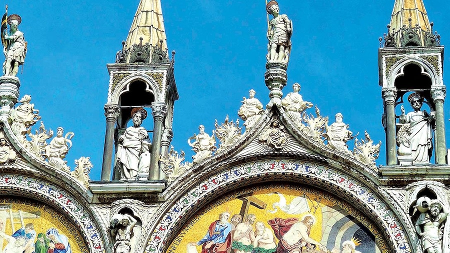 Sculptures on the roof of the Patriarchal Cathedral Basilica of Saint Mark