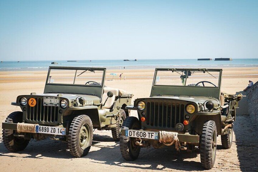 Jeeps on the gold beach sector