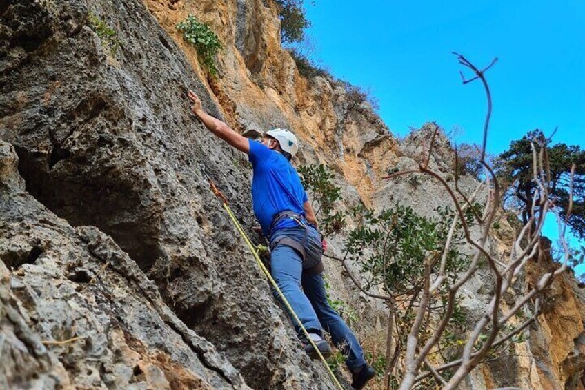 Rock Climbing with a Guide in Chania Therisos Gorge