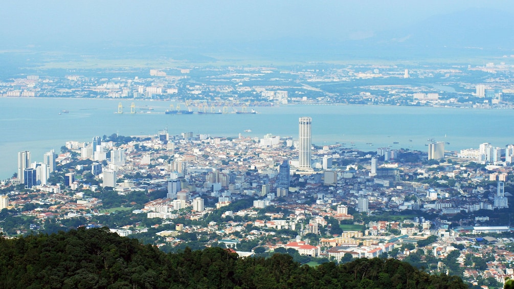 Panoramic view of the city and coast in Penang