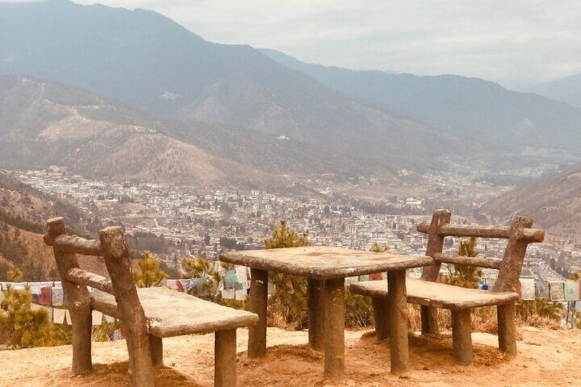 You can stop awhile and enjoy the view of Thimphu valley