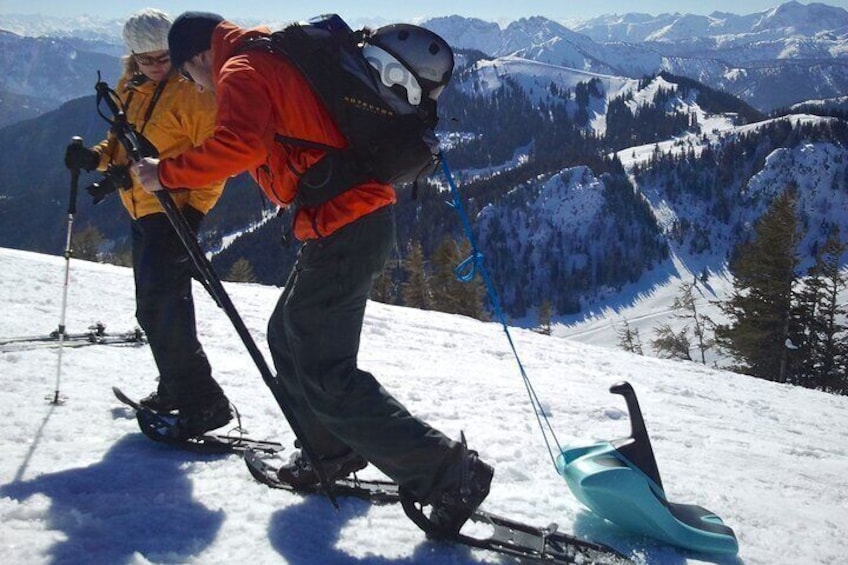 Snowshoe tour on Schliersee with zipflbob ride