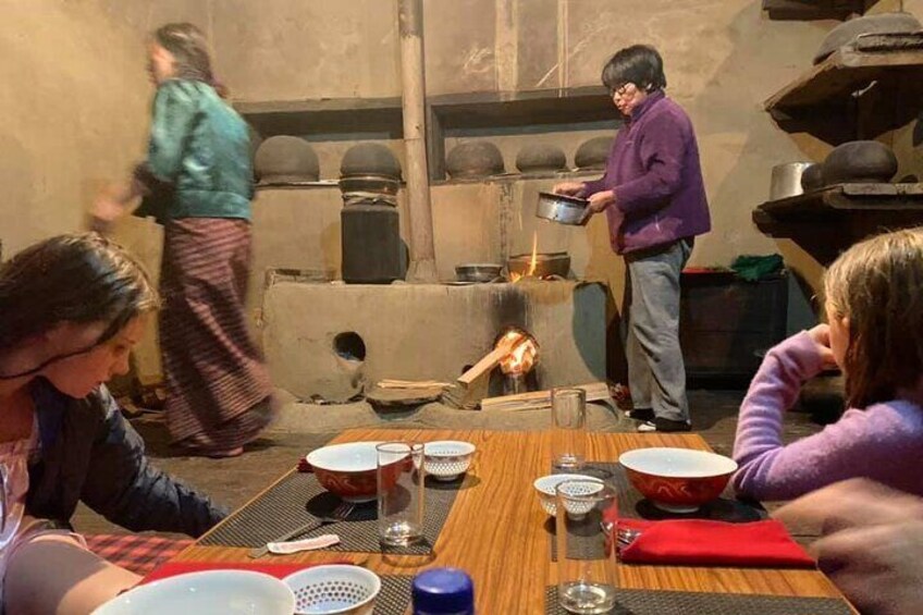 Enjoy the meal in typical Bhutanese Style