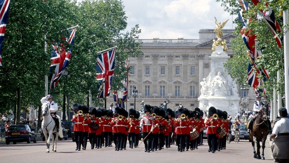 Changing of the Guards outside Buckingham Palace in London