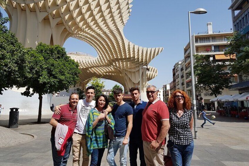 Family with the Metrosol Parasol in the background