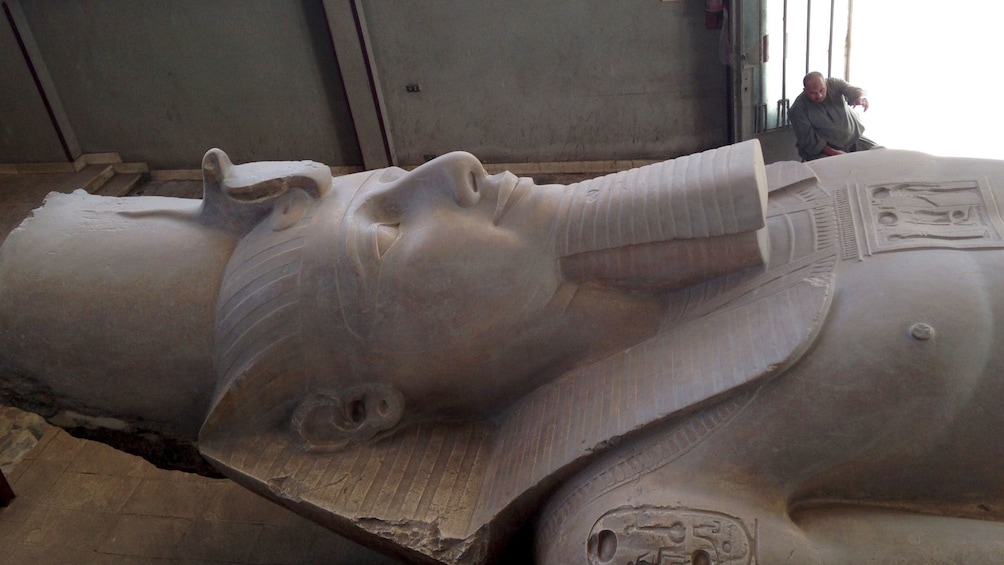 Large sculpture of Ramses II as seen in Saqqara