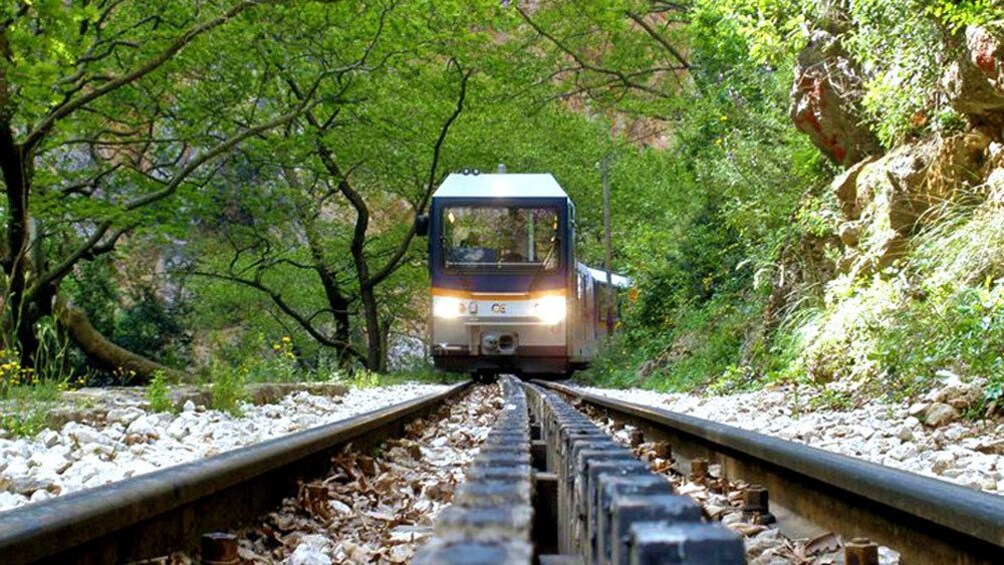 train running on the tracks in Athens