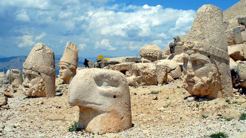 human and eagle head stone sculptures at Mount Nemrut in Istanbul