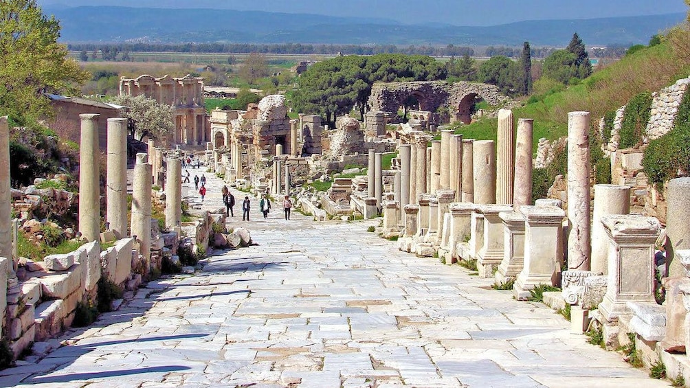 walking through the ruins of Ephesus