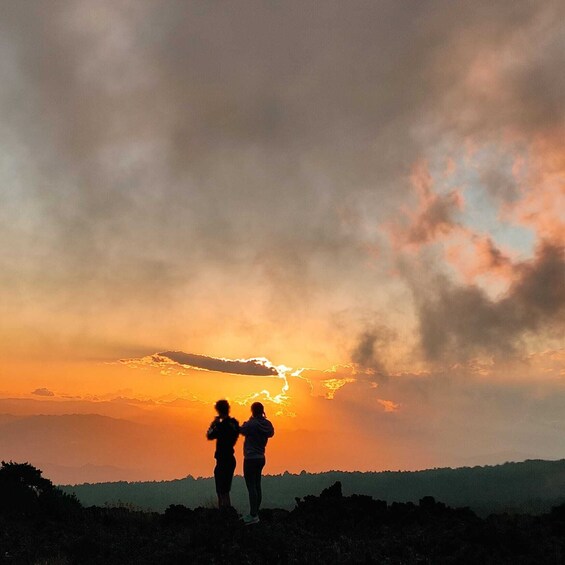 Etna excursions at sunset through ancient craters and lava flows