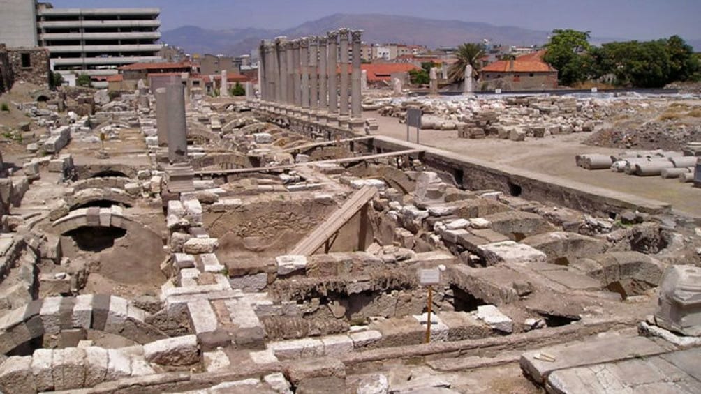 ruins of pillared building in Turkey