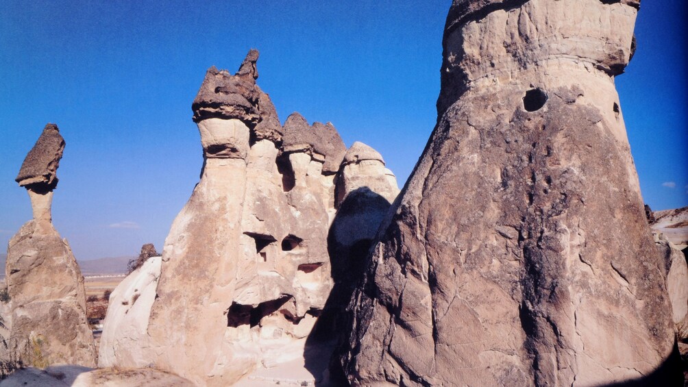Pillar-like rock formations in Cappadocia