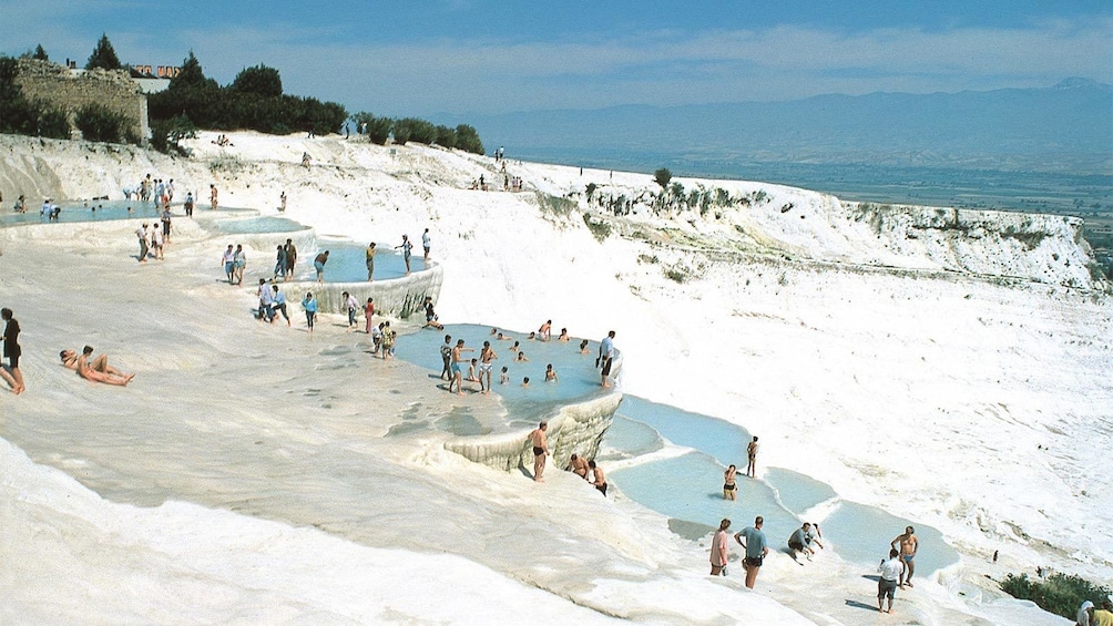 Tourists at Pamukkale in Turkey