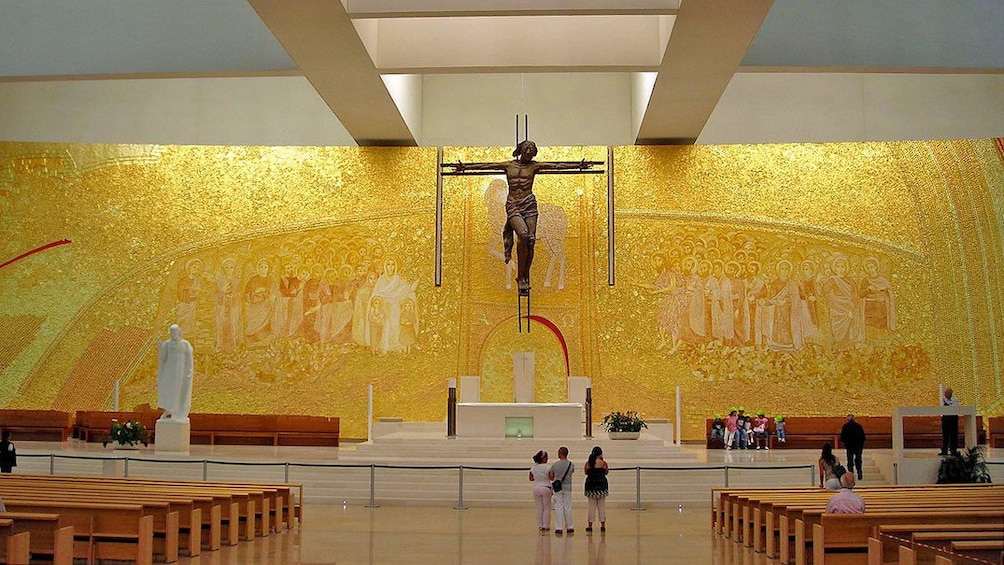 religious sculpture inside a spacious worship space in Porto