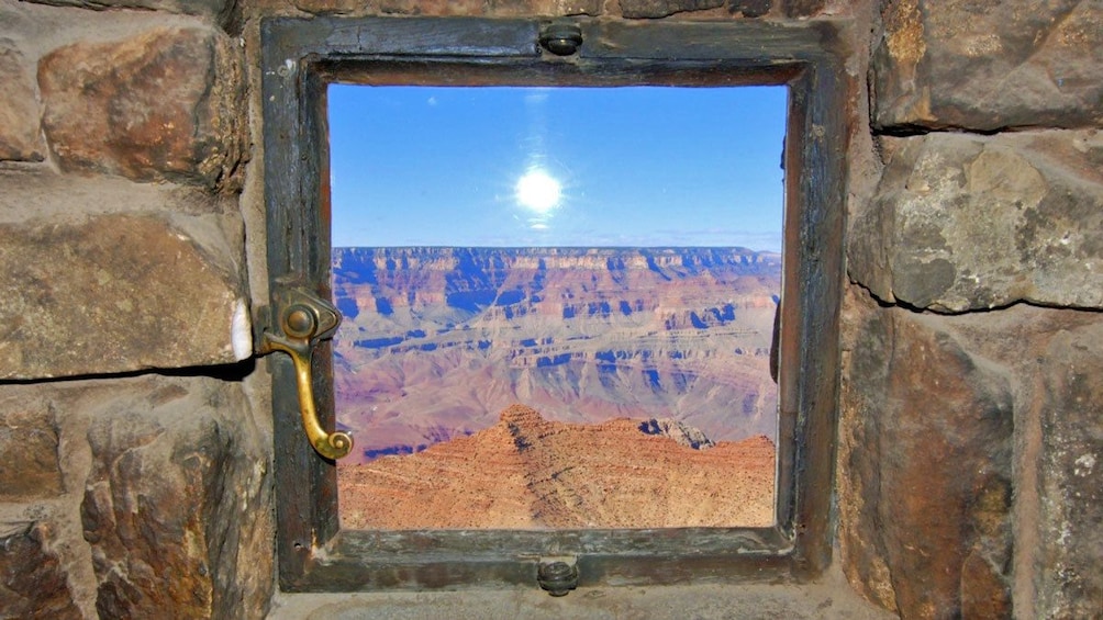 a window frame view of the Grand Canyon