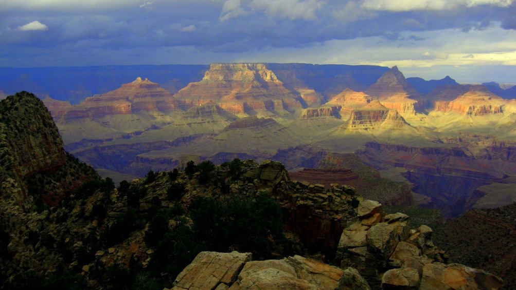 A greenish hue over the Grand Canyon