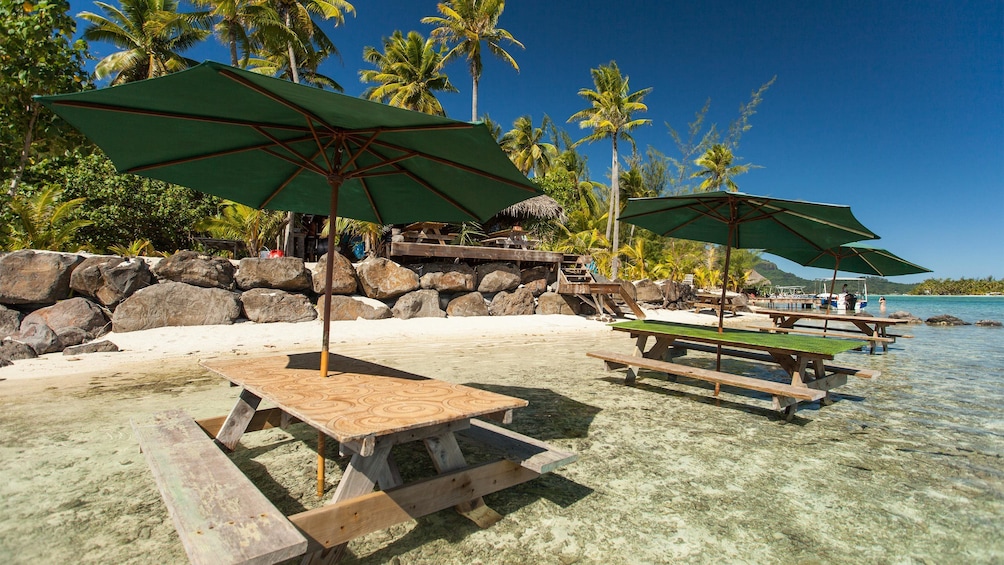 Picnic tables in Bora Bora 