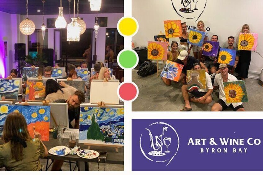 Adults Art and Wine Class in Byron Bay