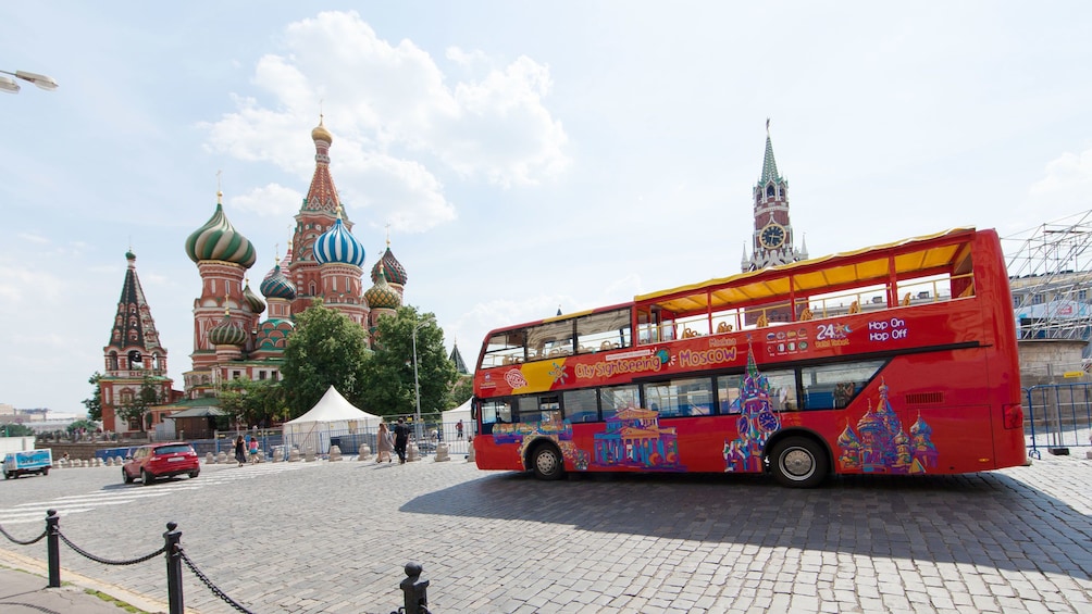 Show item 4 of 10. View of double decker bus touring around Moscow