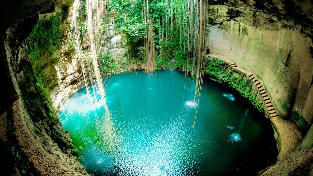 Cave with swimmers in Chichen Itza