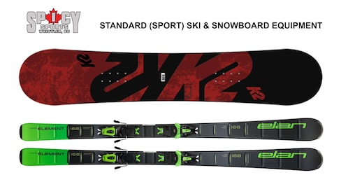 Standaard ski of snowboard met verhuur van laarzen