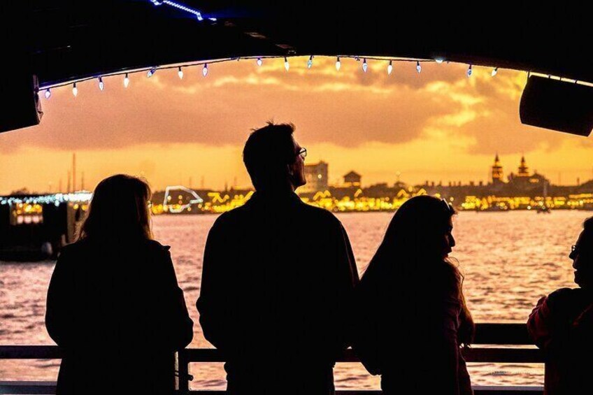 Downtown St Augustine during sunset Nights of Lights aboard the Island Breeze