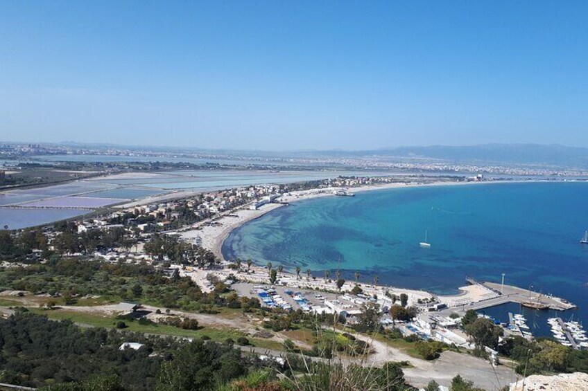 panoramic view over the Poetto beach and the Molentargius pond