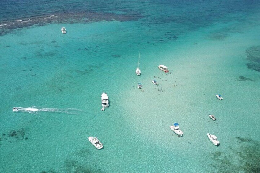 Aerial image of Stingray City in Grand Cayman 
