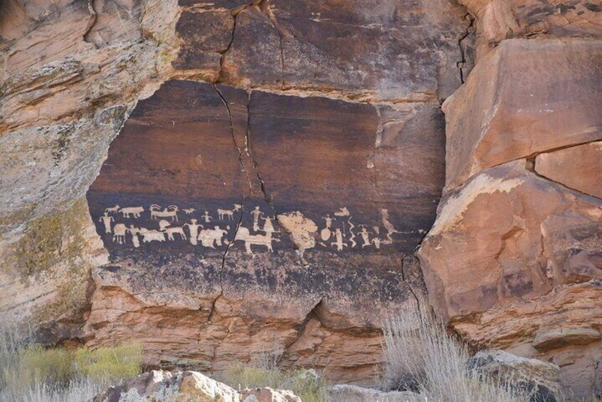 Deep petroglyph (Native American) carvings tell us the story of the area long before the settlers arrived. 