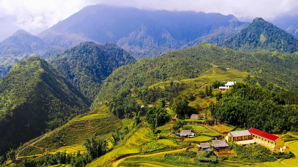 Clear aerial day view of Sapa 