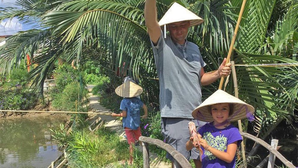 Tourists fishing in Hoi An, Vietnam 