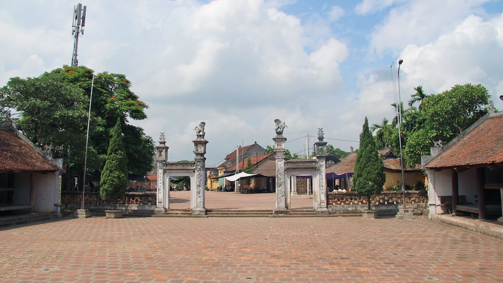 ornamented stone pillars in Hanoi