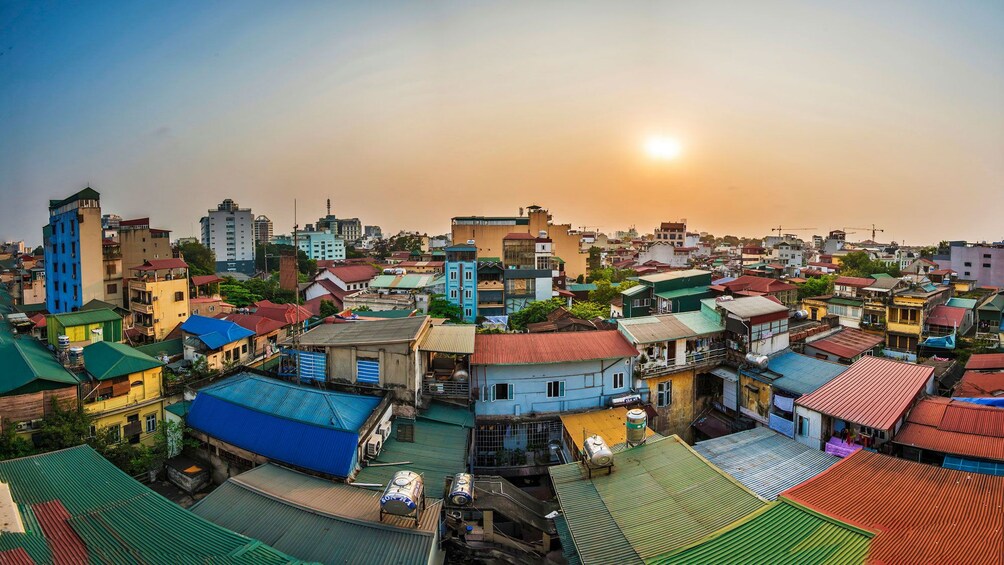 colorful buildings in the city in Hanoi