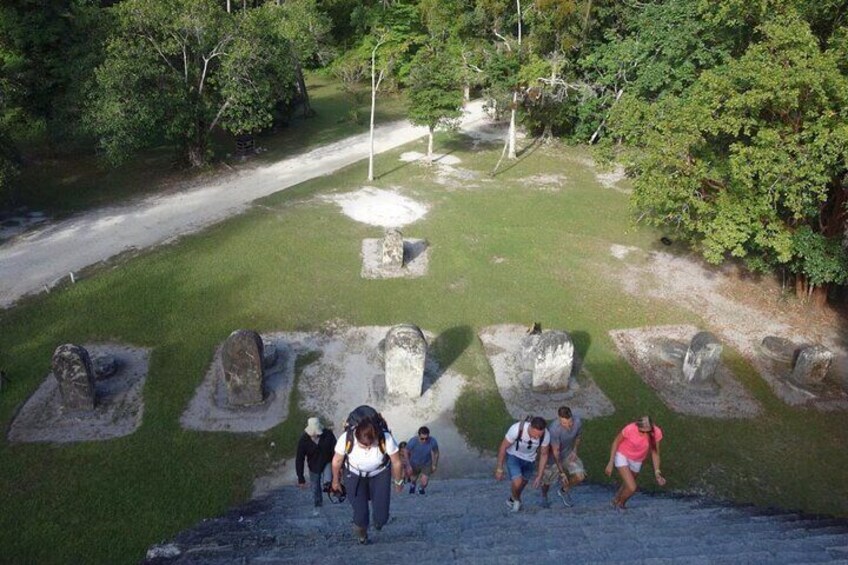 Climbing up the east pyramid at the Twin Pyramid Complex Q