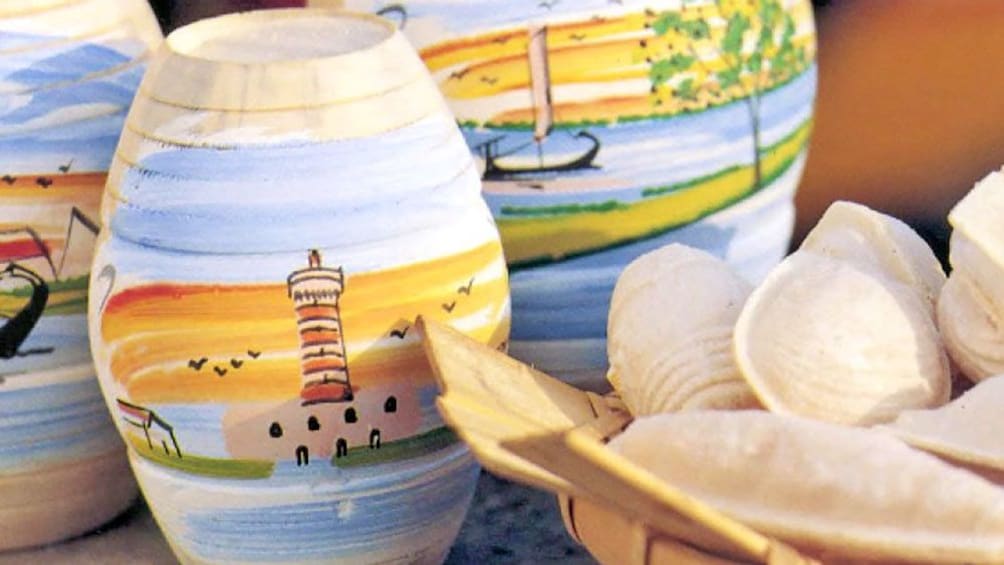 wooden pottery at the market in Porto