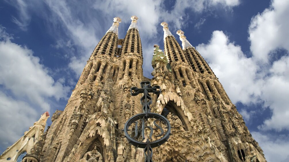 Angled view of Sagrada Familia.