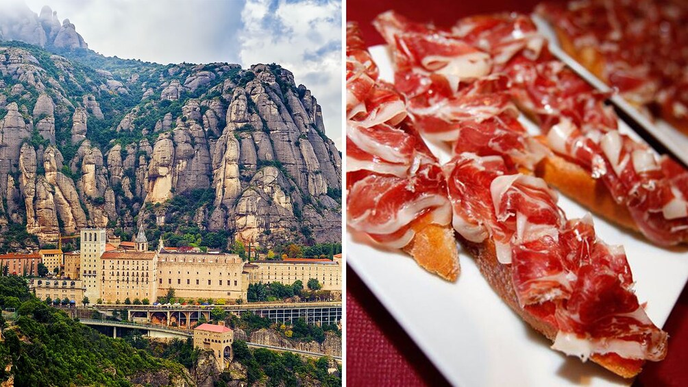 combo image of Montserrat  and tapas