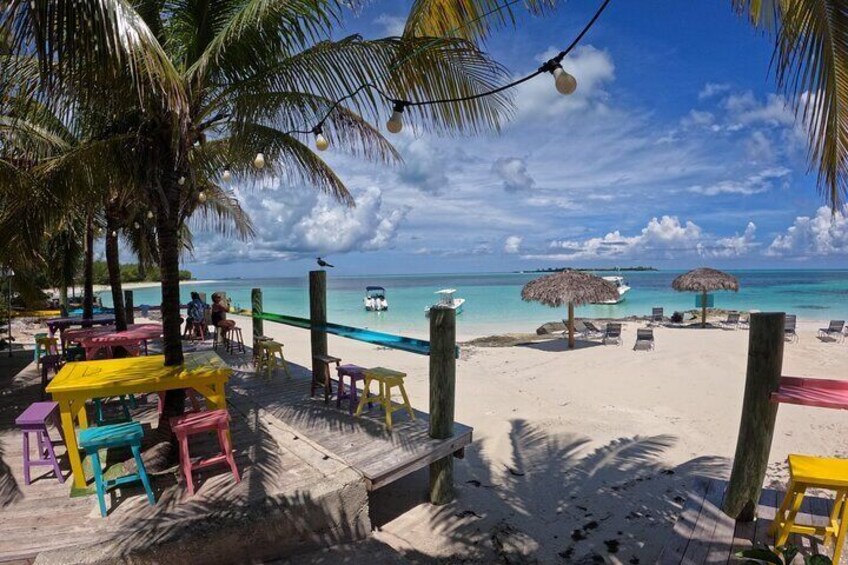 View from Footprints Beach Bar and Grill on Rose Island.