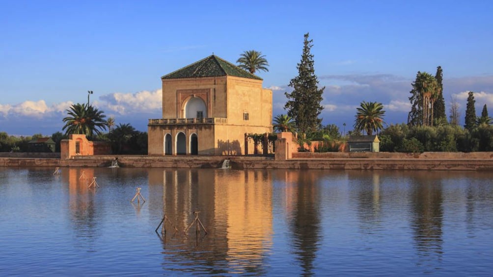 Landscape view of Menara Gardens and Pavilion.